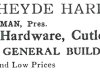 Heyde Hardware Ad 1913